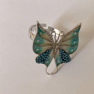 925 Silver butterfly ring blue turquoise stone
